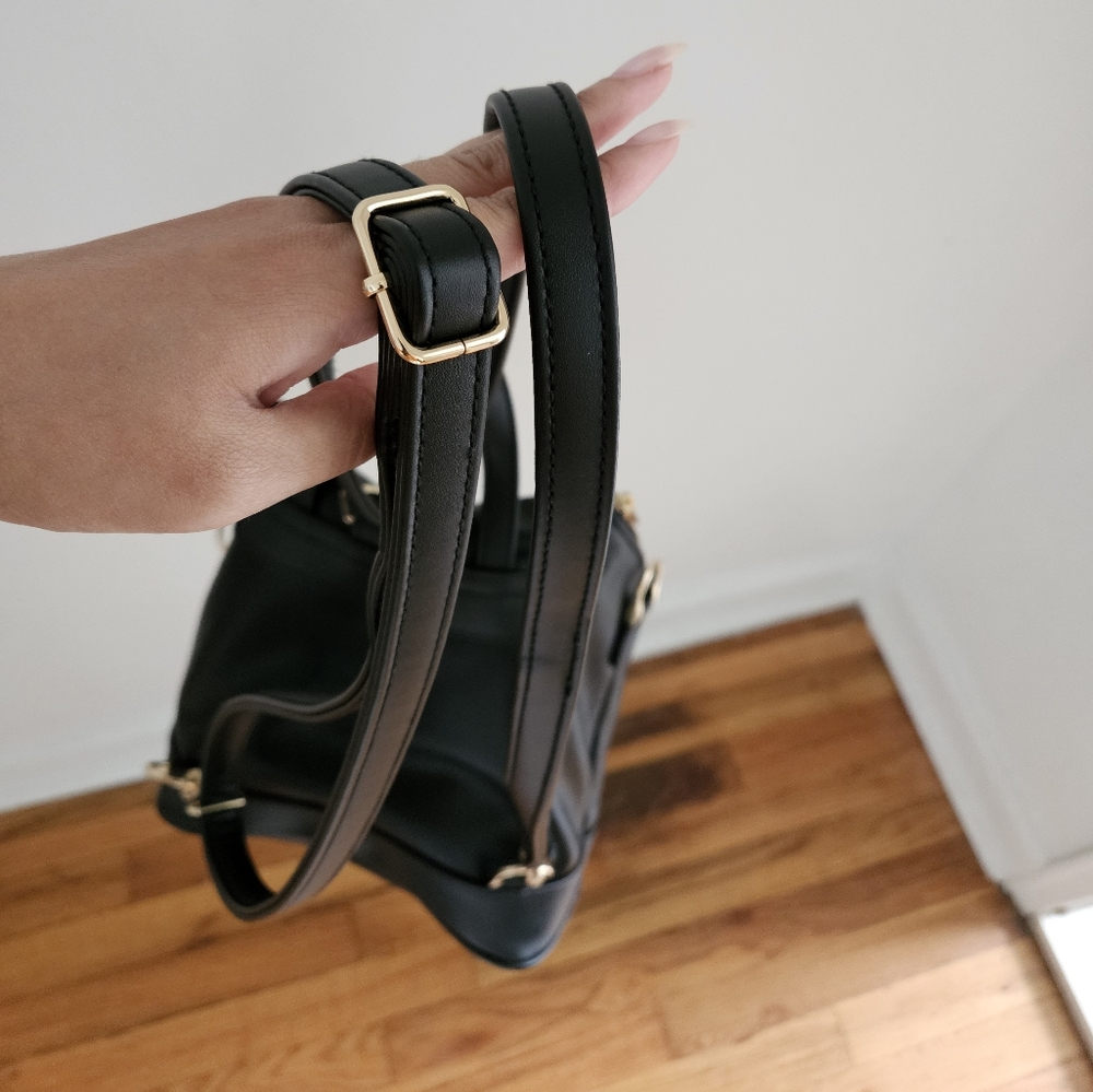 Black Faux Leather Backpack Purse - Picture 5 of 6